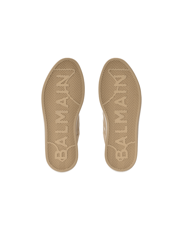 Balmain Paris Baskets B-Court Skate En Molleton Et Cuir De Veau Beige - Femme