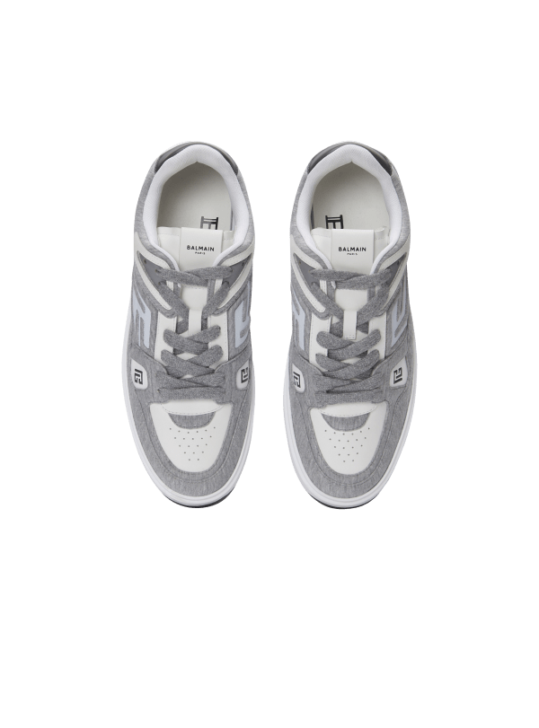 Balmain Paris Baskets B-Court Skate En Molleton Et Cuir De Veau Gris - Homme