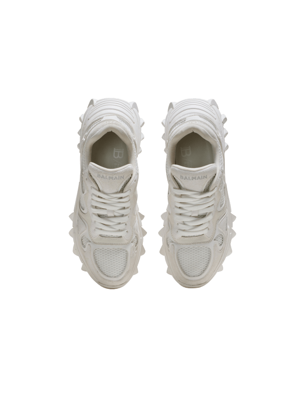 Balmain Paris Baskets B-East En Cuir Suédé Et Mesh Blanc - Homme