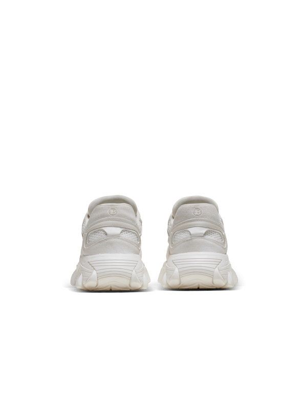Balmain Paris Baskets B-East En Cuir Suédé Et Mesh Blanc - Homme
