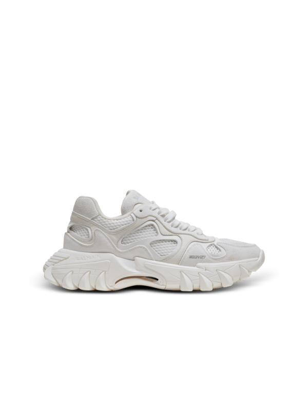 balmain paris Baskets B-East en cuir suédé et mesh blanc - Homme