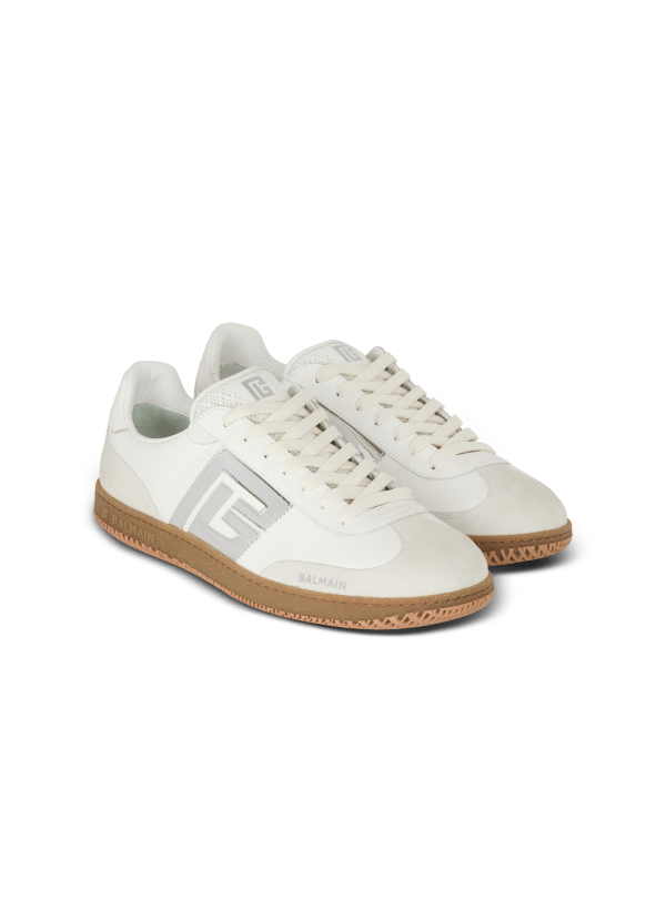 Balmain Paris Baskets Balmain Swan En Cuir De Veau Blanc - Homme