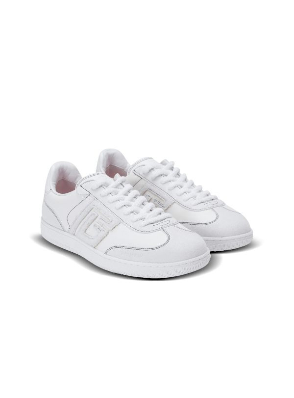 Balmain Paris Baskets Balmain Swan En Cuir De Veau Et Cuir Suédé Blanc - Femme