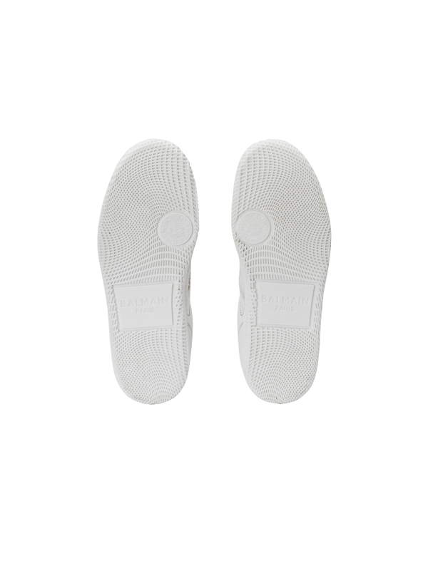 Balmain Paris Baskets Balmain Swan En Cuir De Veau Et Cuir Suédé Blanc - Femme