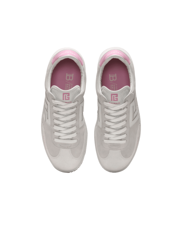 Balmain Paris Baskets Balmain Swan En Cuir De Veau Et Cuir Suédé Blanc - Femme