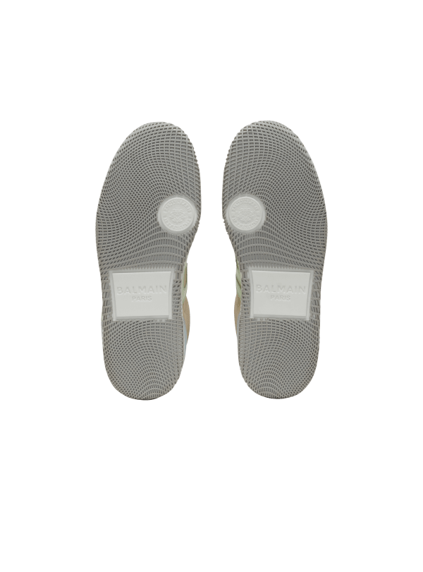 Balmain Paris Baskets Balmain Swan En Cuir De Veau Et Cuir Suédé Blanc - Femme