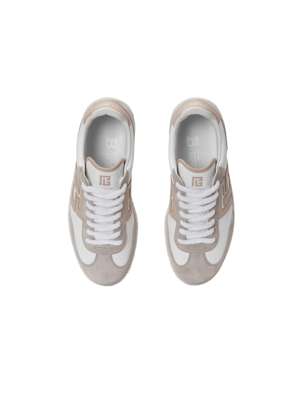 Balmain Paris Baskets Balmain Swan En Cuir De Veau Et Cuir Suédé Beige - Femme