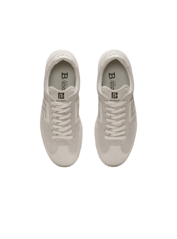 Balmain Paris Baskets Balmain Swan En Cuir De Veau Et Cuir Suédé Blanc - Homme