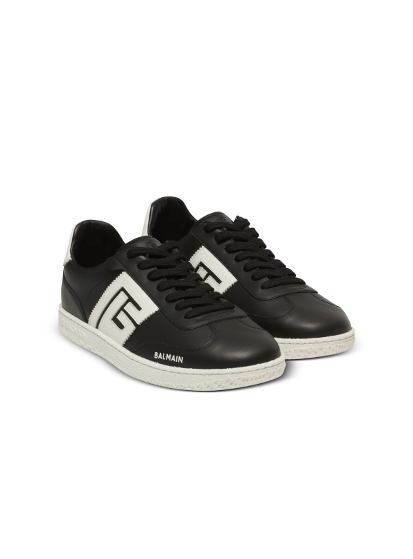 Balmain Paris Baskets Balmain Swan En Cuir De Veau Noir - Homme