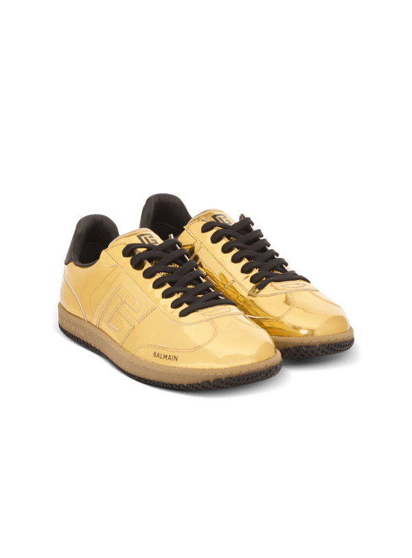 Balmain Paris Baskets Balmain Swan En Cuir Effet Miroir Or - Homme