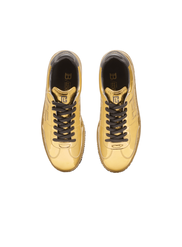 Balmain Paris Baskets Balmain Swan En Cuir Effet Miroir Or - Homme