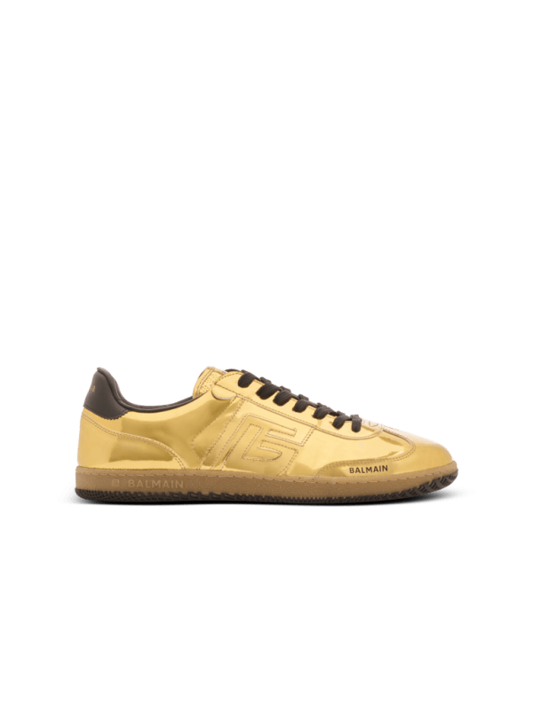 balmain paris Baskets Balmain Swan en cuir effet miroir or - Homme balmain paris Baskets Balmain Swan en cuir effet miroir or - Homme