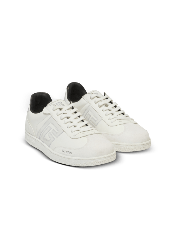 Balmain Paris Baskets Balmain Swan En Cuir Suédé Blanc - Homme