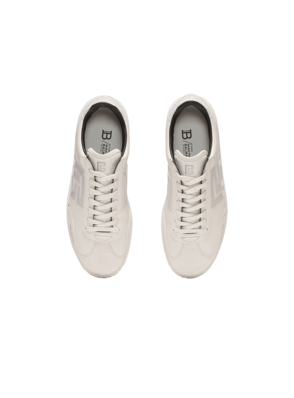 Balmain Paris Baskets Balmain Swan En Cuir Suédé Blanc - Homme