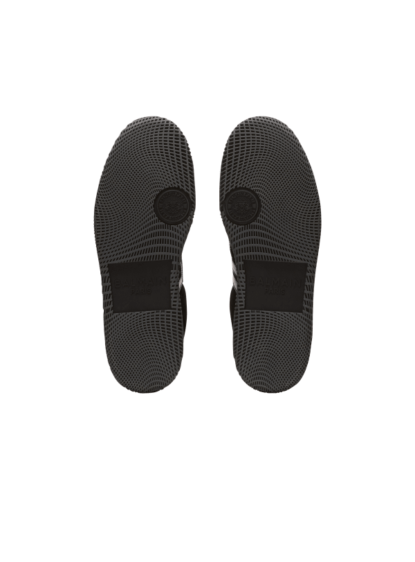 Balmain Paris Baskets Balmain Swan En Cuir Suédé Et Verni Noir - Homme