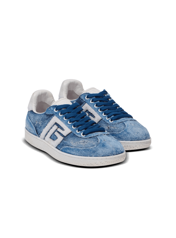 Balmain Paris Baskets Balmain Swan En Denim Bleu - Homme