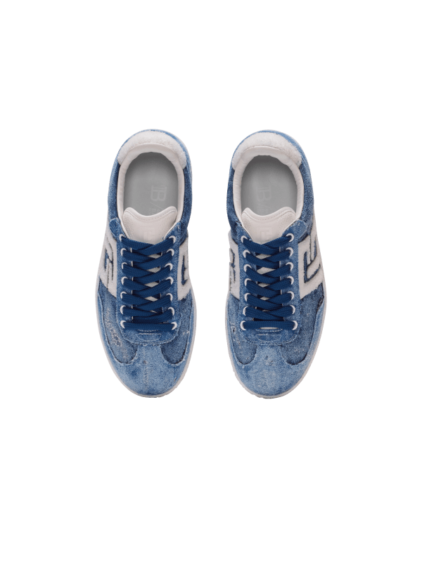 Balmain Paris Baskets Balmain Swan En Denim Bleu - Homme