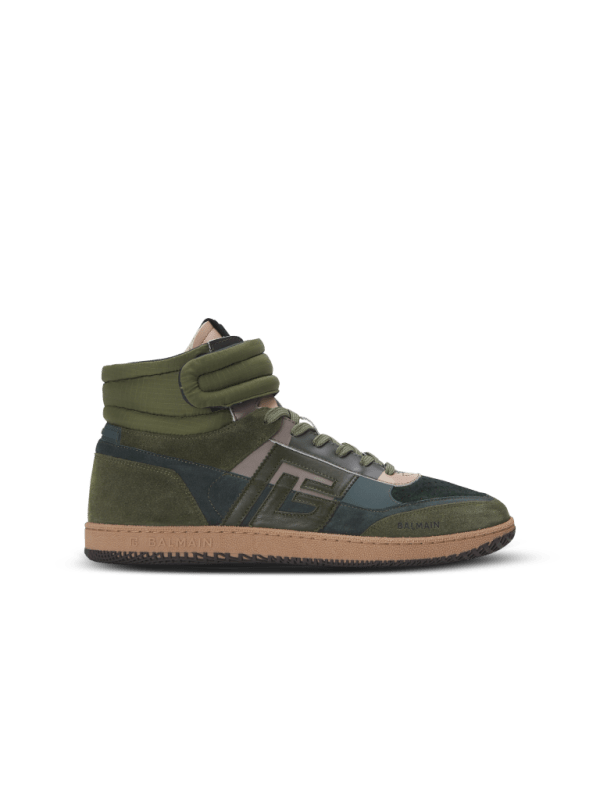 balmain paris Baskets Balmain Swan Mid-Top en cuir de veau et cuir suédé noir - Homme