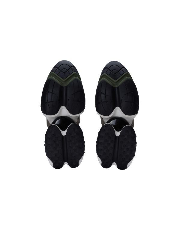 Balmain Paris Baskets Basses Unicorn En Néoprène Et Cuir De Veau Kaki - Homme