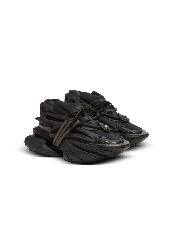 Balmain Paris Baskets Basses Unicorn En Néoprène Et Cuir Noir - Femme