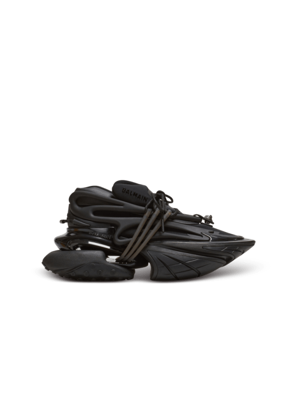 balmain paris Baskets basses Unicorn en néoprène et cuir noir - Femme