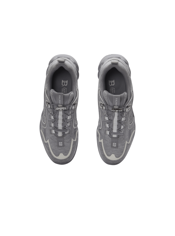 Balmain Paris Baskets Cosmic Dust En Molleton Gris - Homme
