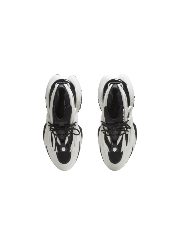 Balmain Paris Baskets Unicorn En Néoprène Bicolore Et Cuir Noir - Femme