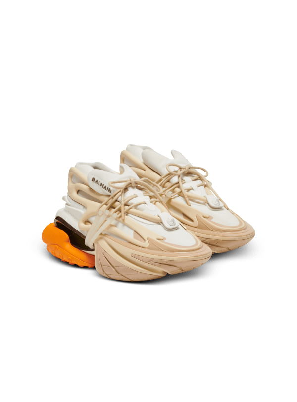 Balmain Paris Baskets Unicorn En Néoprène Et Cuir Orange - Homme