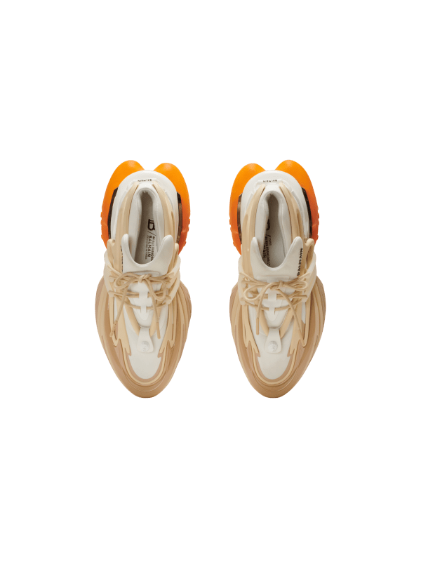 Balmain Paris Baskets Unicorn En Néoprène Et Cuir Orange - Homme