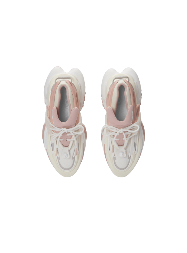 Balmain Paris Baskets Unicorn Low En Néoprène Et Cuir De Veau Beige - Femme