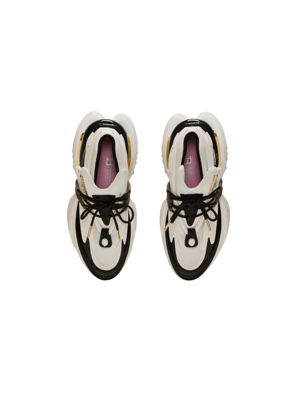 Balmain Paris Baskets Unicorn Low En Néoprène Et Cuir De Veau Blanc - Femme