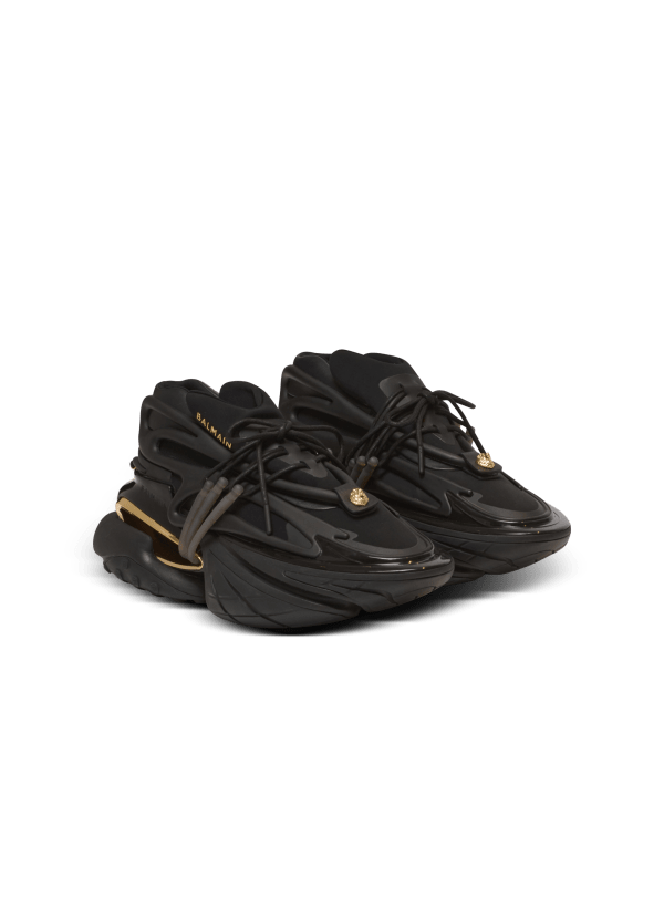 Balmain Paris Baskets Unicorn Low En Néoprène Et Cuir De Veau Noir - Homme