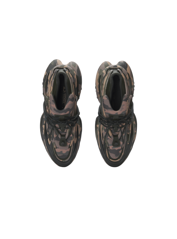 Balmain Paris Baskets Unicorn Low Imprimées Camouflage Kaki - Homme