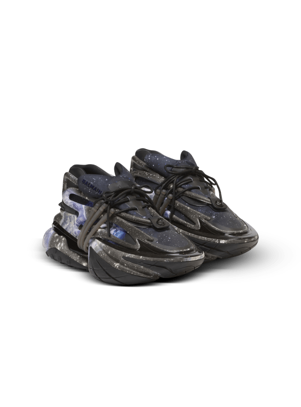 Balmain Paris Baskets Unicorn Low Imprimées Earth And Stars Noir - Homme