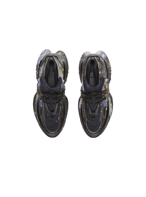 Balmain Paris Baskets Unicorn Low Imprimées Earth And Stars Noir - Homme