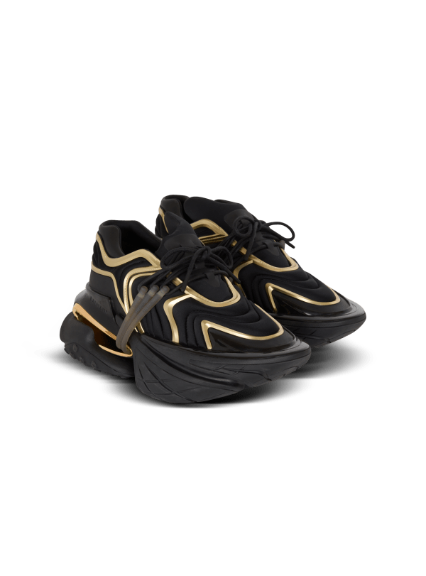 Balmain Paris Baskets Unicorn Wave En Néoprène Et Cuir De Veau Noir - Homme