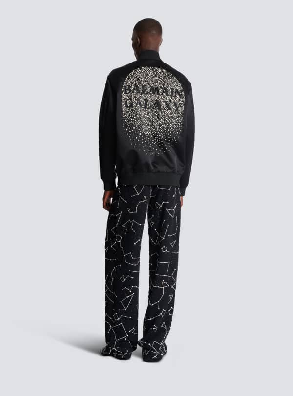 Balmain Paris Bomber En Satin Brodé Motif Balmain Galaxy Argent - Homme