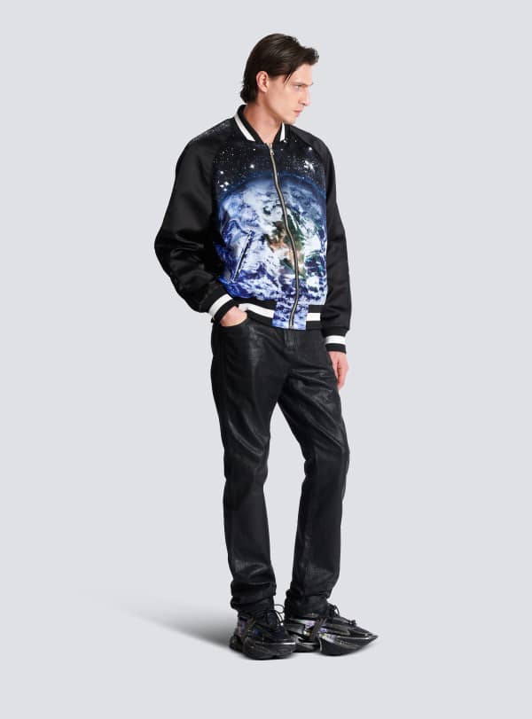 Balmain Paris Bomber Imprimé Motif Earth And Stars Noir - Homme