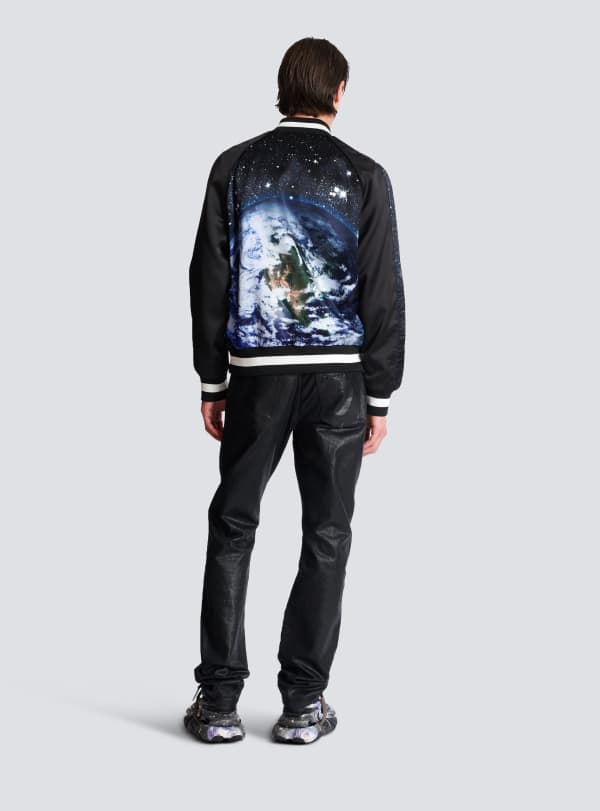 Balmain Paris Bomber Imprimé Motif Earth And Stars Noir - Homme