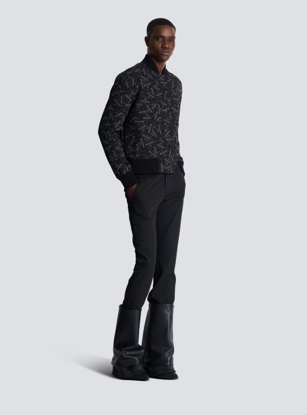 Balmain Paris Bomber Imprimé Motif Étiquette Balmain All-over Noir - Homme