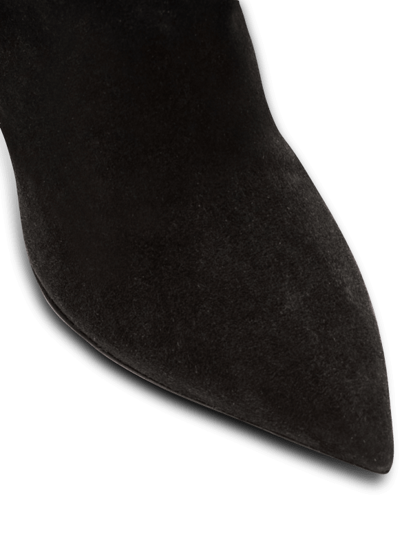 Balmain Paris Bottes Eva à Talons En Cuir Suédé Plissé Noir - Femme