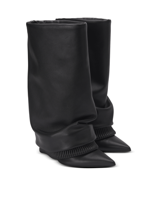 Balmain Paris Bottes Trousers En Cuir De Veau Noir - Femme