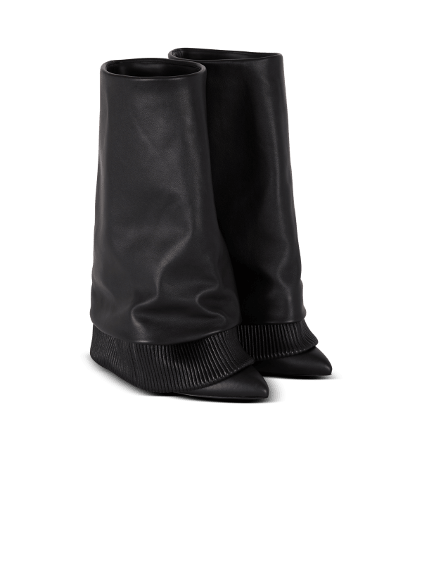 Balmain Paris Bottes Trousers En Cuir De Veau Noir - Homme