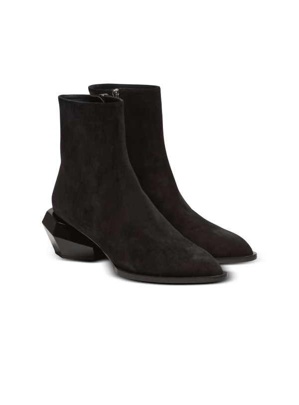 Balmain Paris Bottines Billy à Talon Diamant En Cuir Suédé Noir - Homme