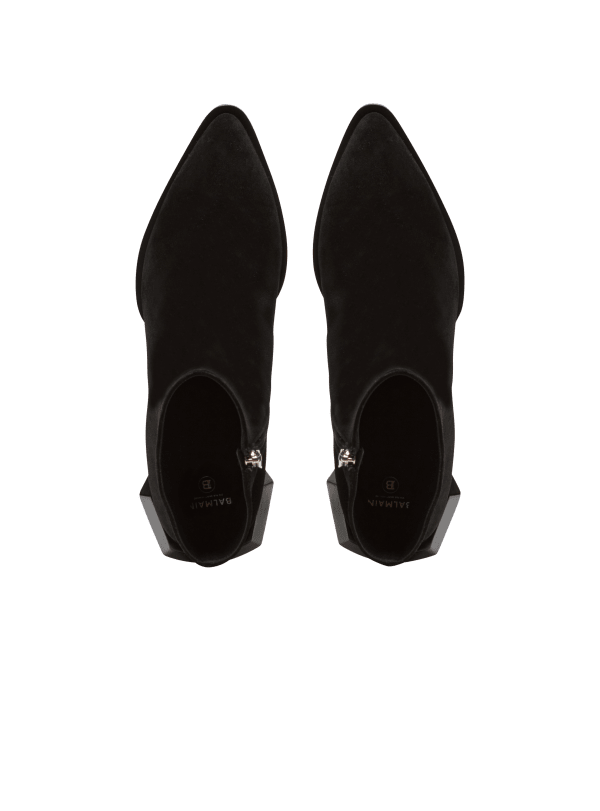 Balmain Paris Bottines Billy à Talon Diamant En Cuir Suédé Noir - Homme