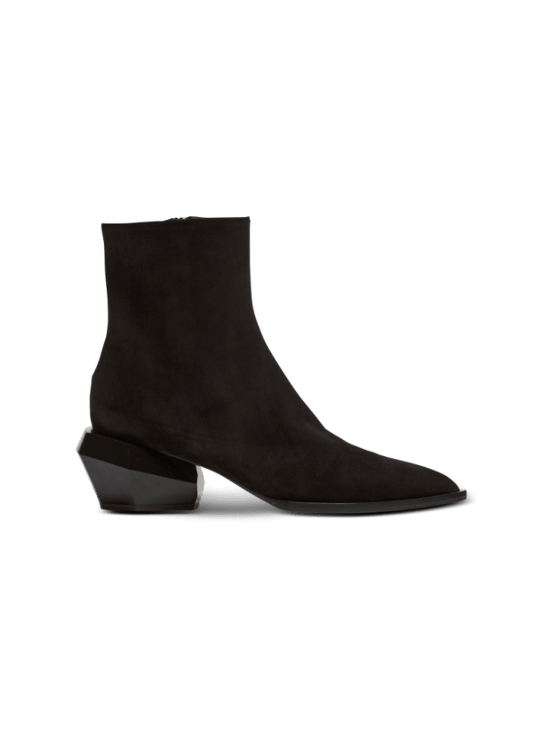 balmain paris Bottines Billy à talon diamant en cuir suédé noir - Homme