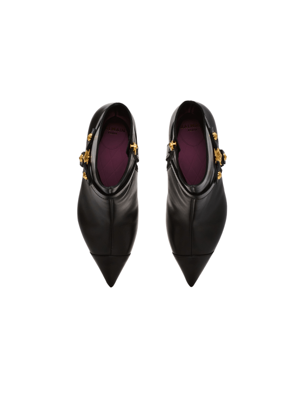 Balmain Paris Bottines Eva à Talons En Cuir De Veau Noir - Femme