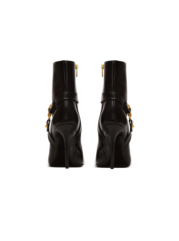 Balmain Paris Bottines Eva à Talons En Cuir De Veau Noir - Femme