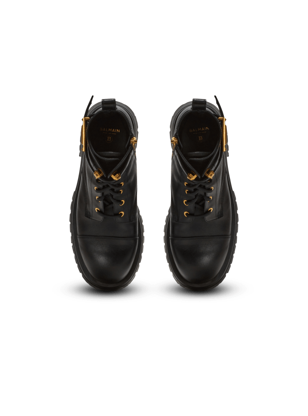 Balmain Paris Bottines Rangers Charlie En Cuir Noir - Femme