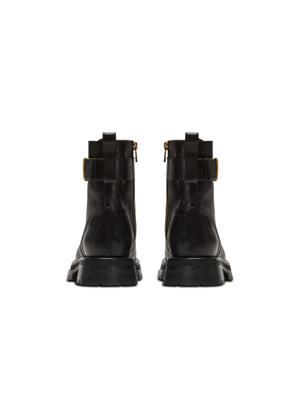 Balmain Paris Bottines Rangers Charlie En Cuir Noir - Femme